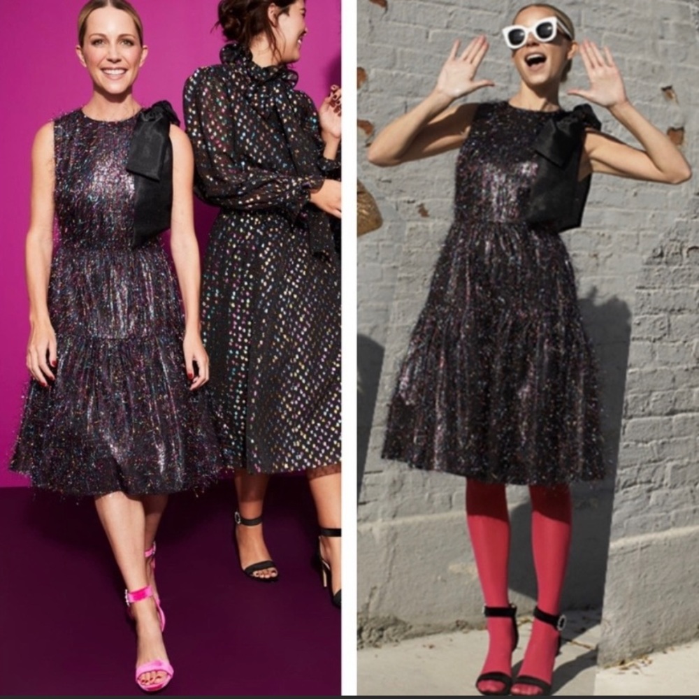 ✨ NWT Halogen x Atlantic-Pacific Bow Tinsel A-Line Dress 6 Holiday Nordstrom NYE